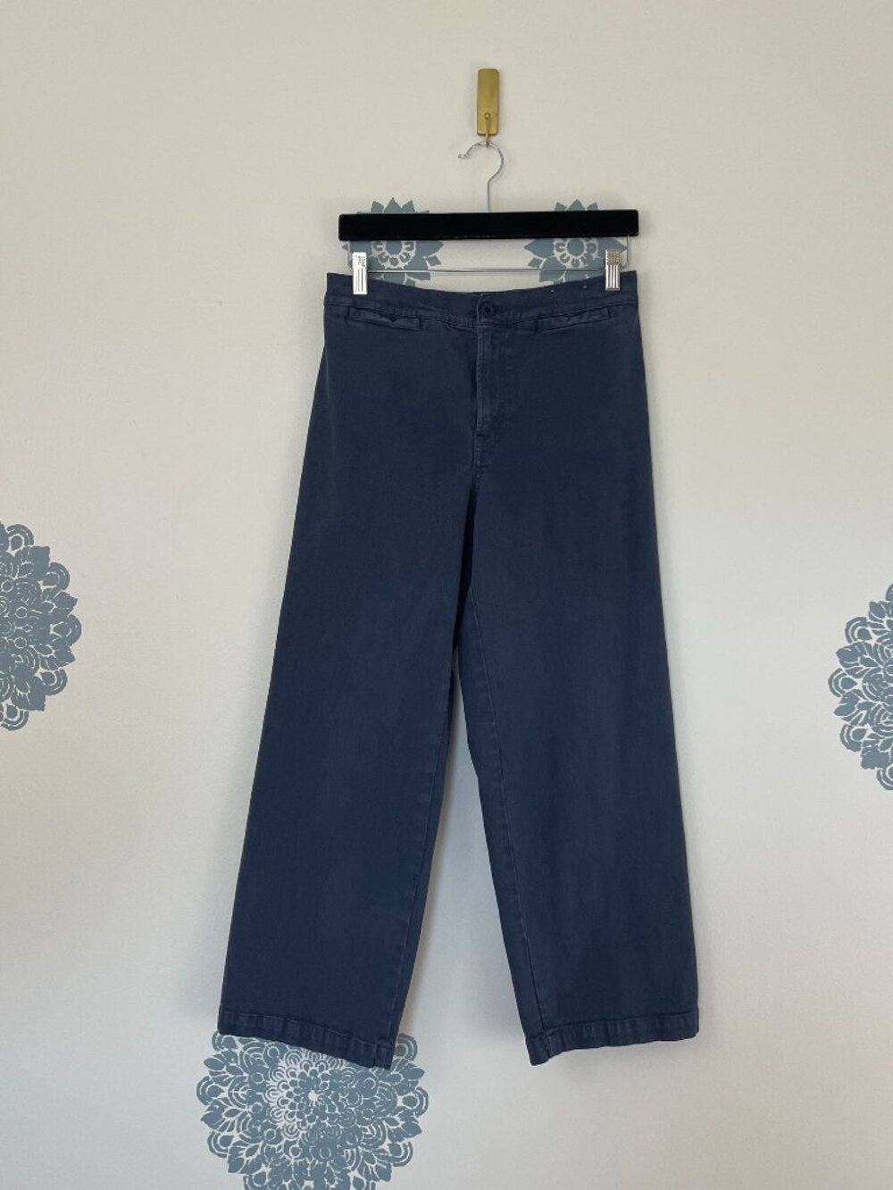 Madewell Emmett Wide-Leg Crop Pants in Navy Blue Size 29